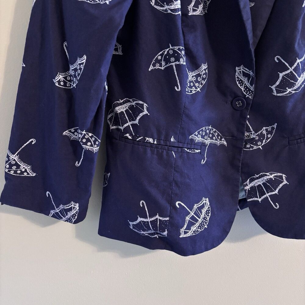 Womens Modcloth Snappy Studies Blazer Jacket Umbrellas Retro Whimsical Playful - Picture 3 of 11